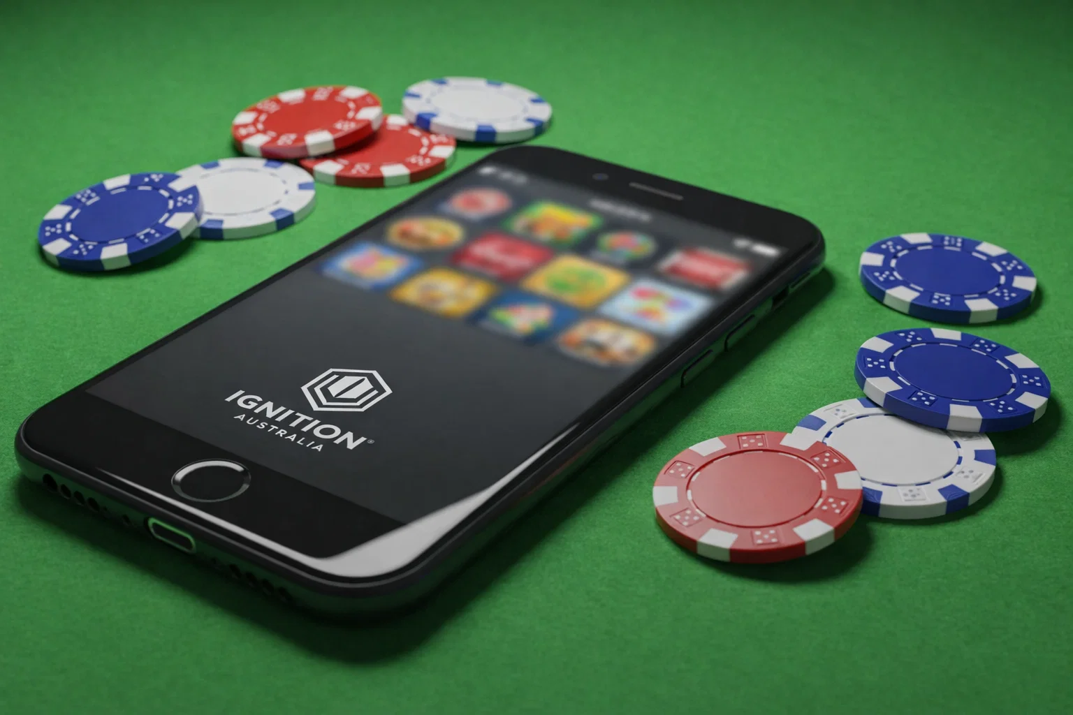 User playing slots on a phone